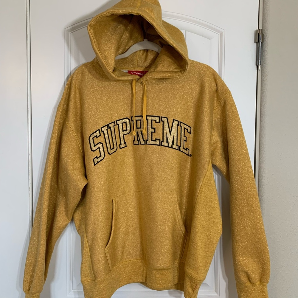 Supreme Glitter Arc Hooded Sweatshirt 'Gold Large